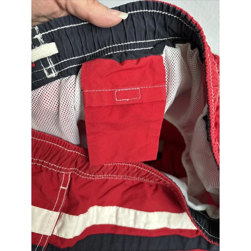 Tommy Hilfiger Men's Large Red‎ White Blue Stripe Board Short Swim Trunks